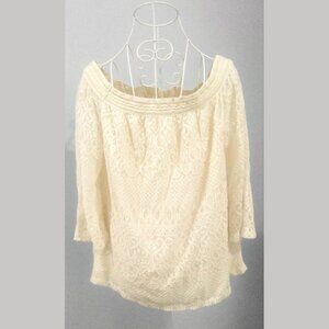 AVIDA Crochet BOHO, Off The Shoulder Cream Color Women's Top